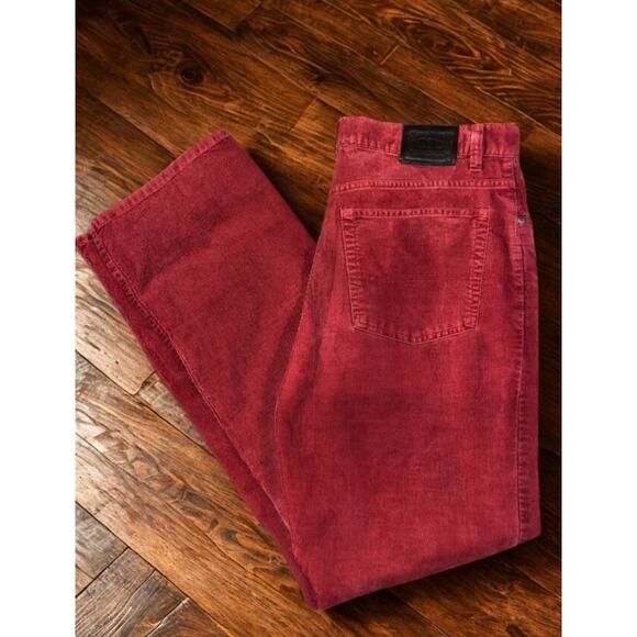 Polo Ralph Lauren Corduroy Pants Mens 34x32 Red Authentic Dungarees Vintage - Picture 1 of 9